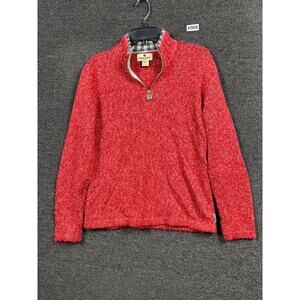 Woolrich Sweater Womens Medium Red Ruby Half Zip Mock Neck Ramie Blend Knit